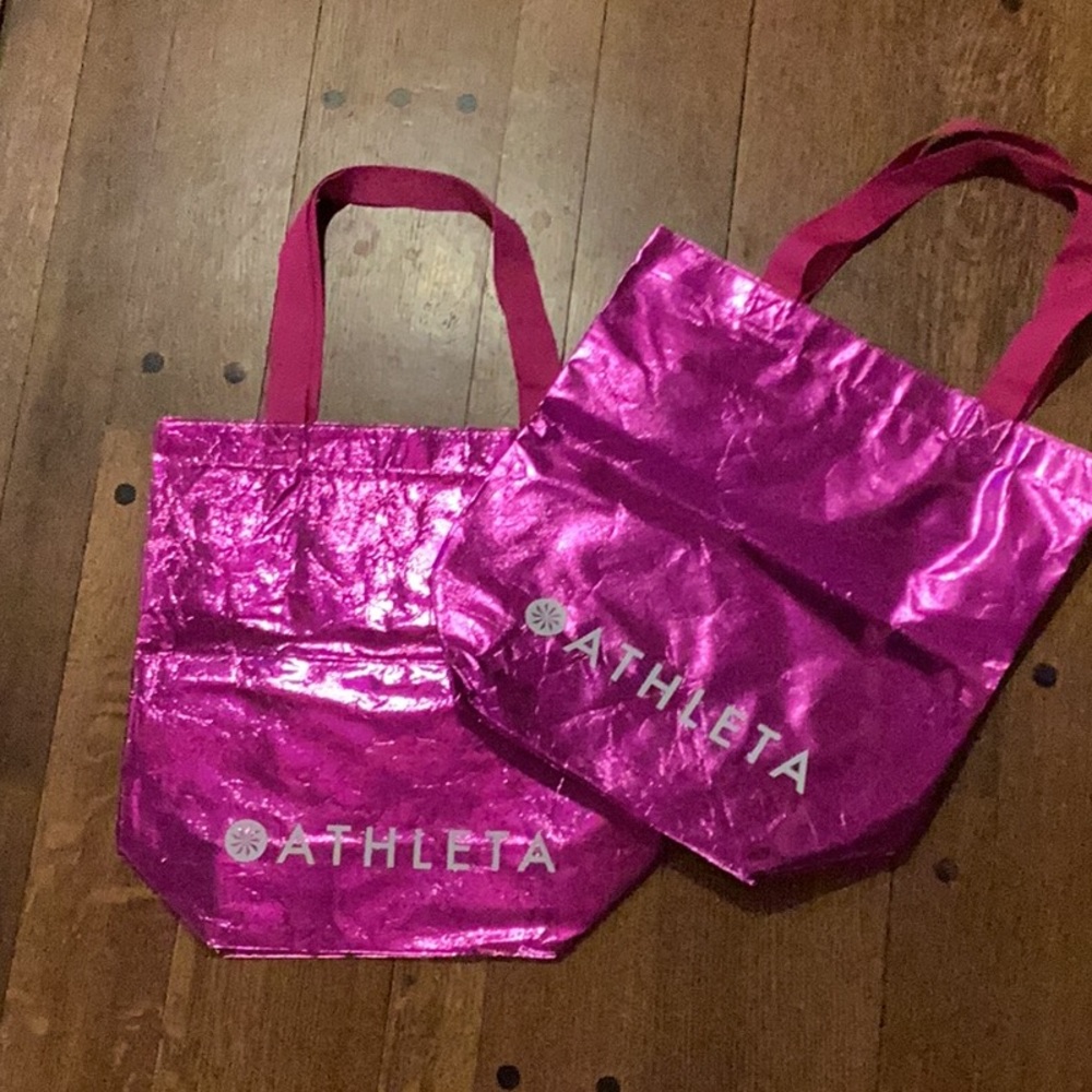 Athleta set of 2 reusable bags pink/purple 17 x 17